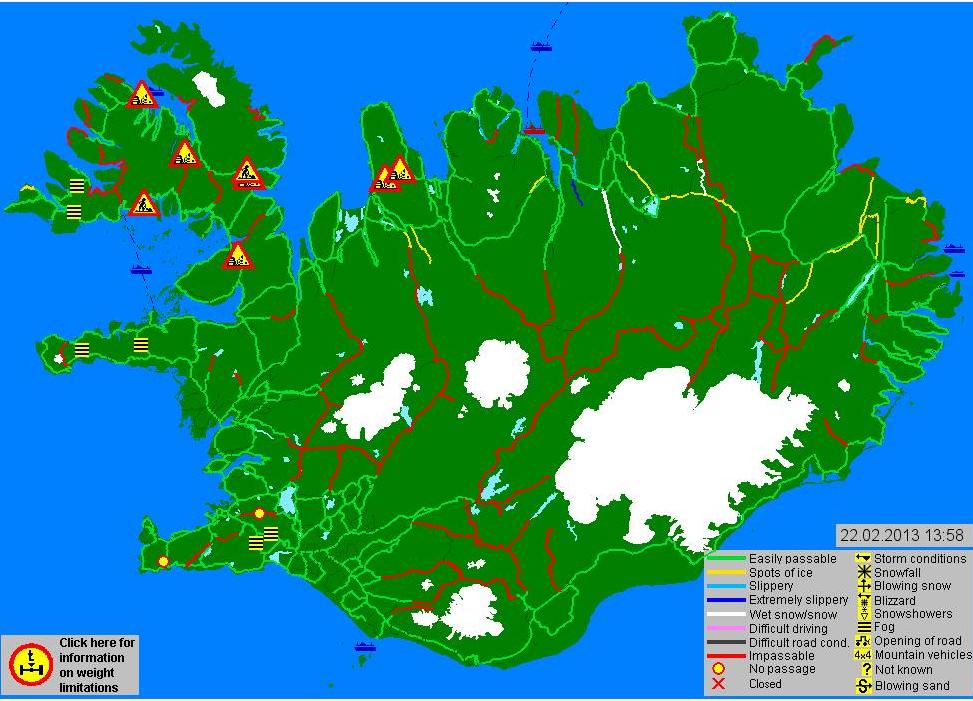 Road conditions in Iceland